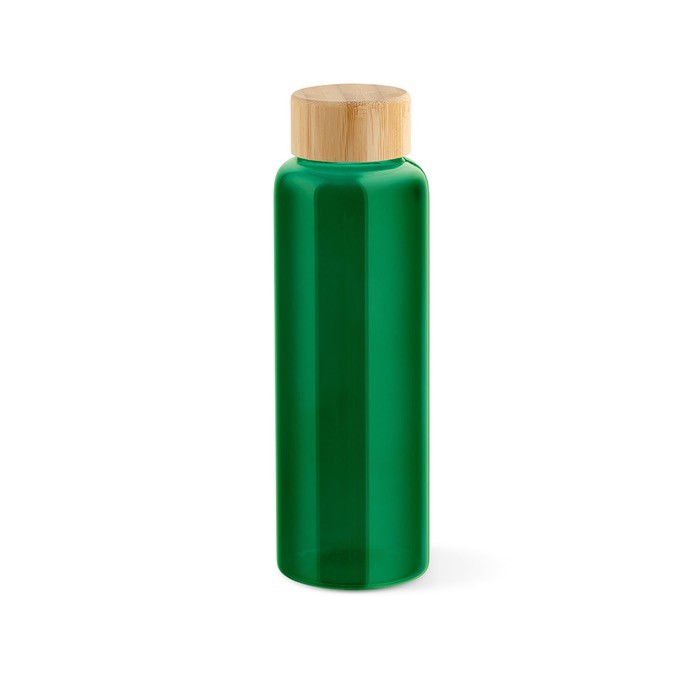 Botella de vidrio con tapón de bambú a prueba de fugas 490ml color verde Botella de vidrio con tapón de bambú a prueba de fugas 490ml color verde