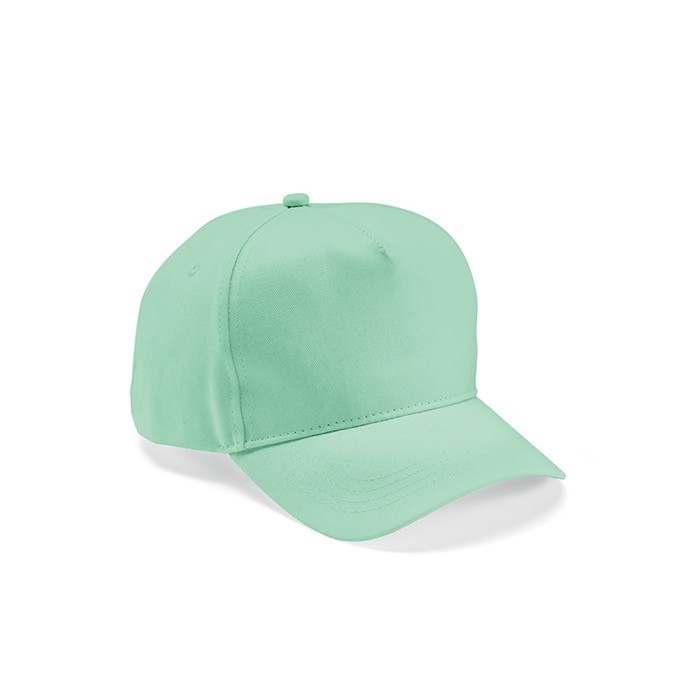 Gorra de algodón reciclado con hebilla trasera y 5 paneles 280 g/m2 color verde claro