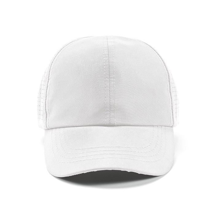 Gorra de RPET de 6 paneles con broche trasero ajustable 110 g/m2 color blanco