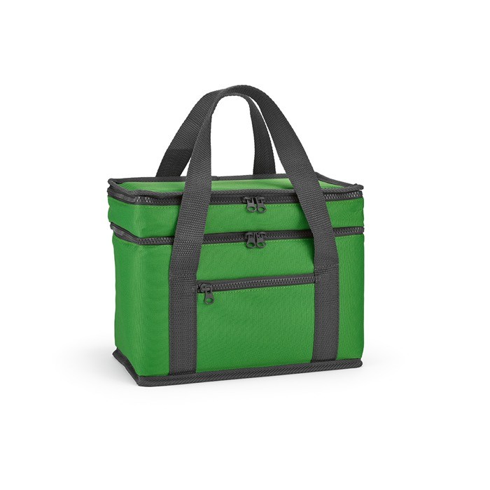 Bolsa térmica de RPET con dos compartimentos y capacidad de 10L color verde