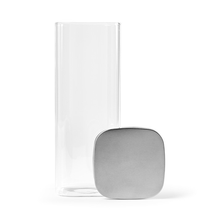 Frasco de vidrio con tapa de acero inoxidable reciclado sellada 2,04L color transparente segunda vista Frasco de vidrio con tapa de acero inoxidable reciclado sellada 2,04L color transparente segunda vista