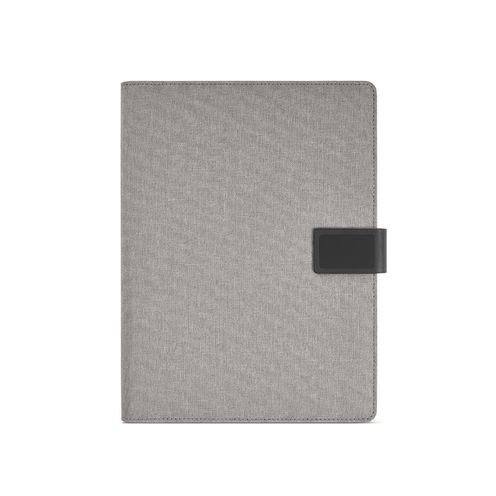 Portafolios de RPET con protectores para tablet y teléfono A4 color gris oscuro vista frontal