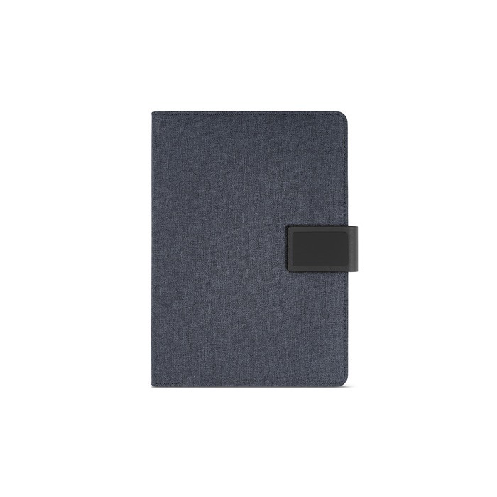 Portafolios de RPET con funda para tablet y cierre magnético A5 color azul real vista frontal