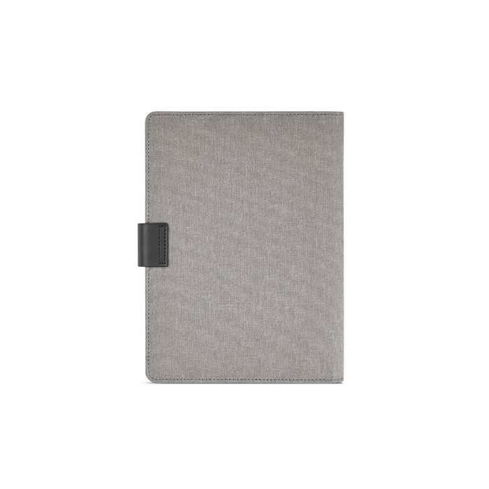 Portafolios de RPET con funda para tablet y cierre magnético A5 color gris oscuro vista trasera