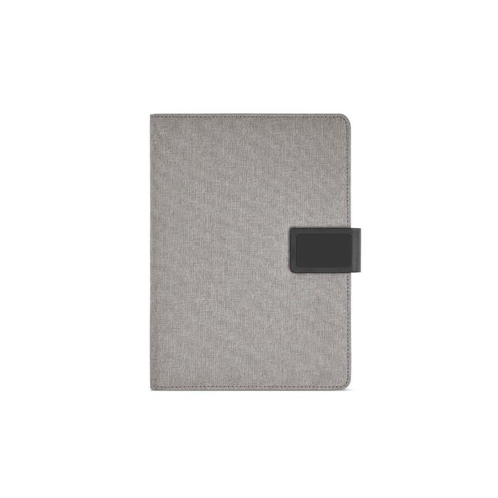 Portafolios de RPET con funda para tablet y cierre magnético A5 color gris oscuro vista frontal