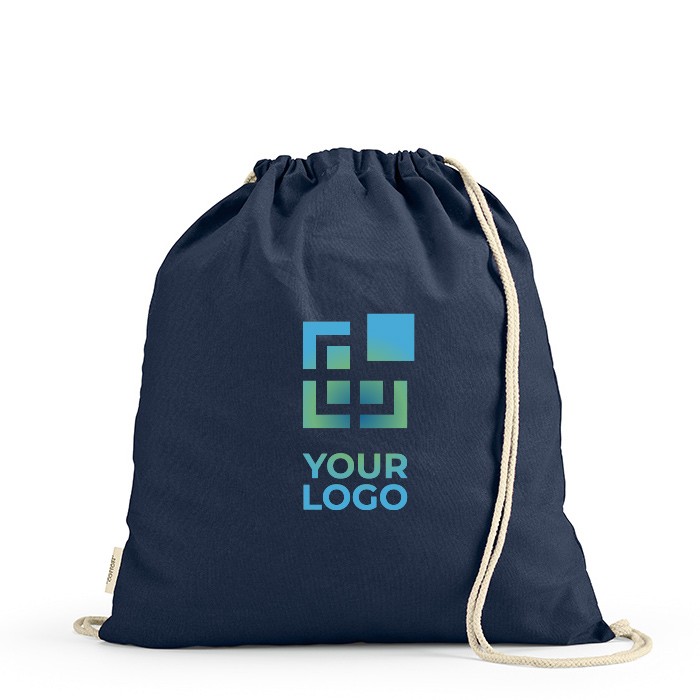 Mochila ecológica de cuerdas de algodón reciclado y RPET 140 g/m2 vista principal Mochila ecológica de cuerdas de algodón reciclado y RPET 140 g/m2 vista principal