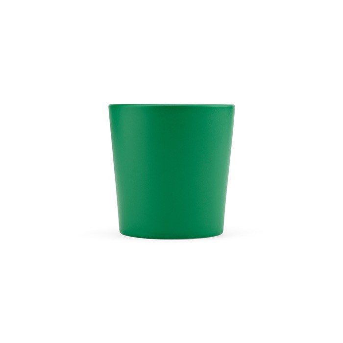 Taza de cerámica con acabado mate disponible en colores vivos 220ml color verde vista trasera