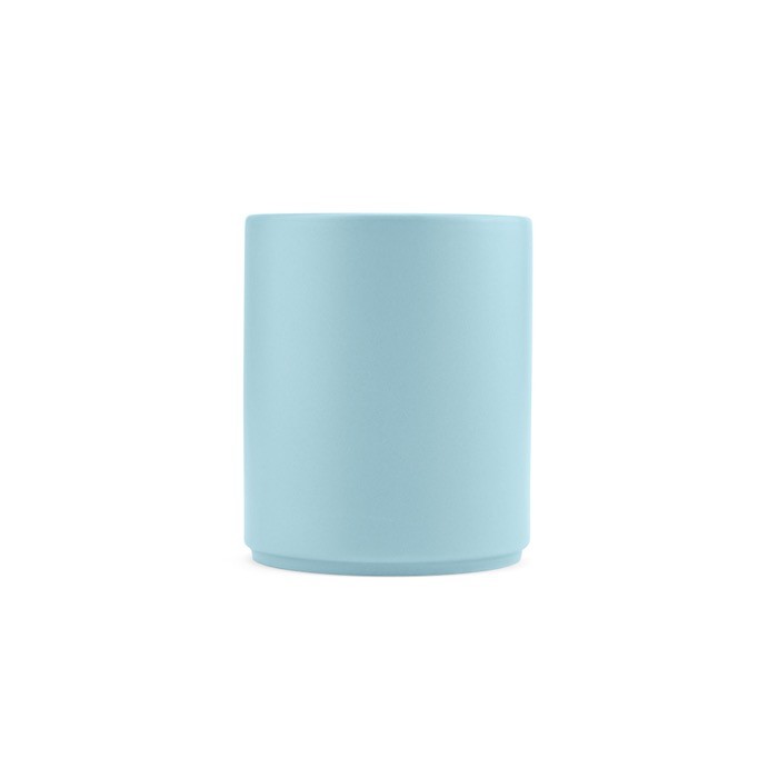 Taza de cerámica con elegante acabado mate sin asas 290ml color azul pastel vista frontal