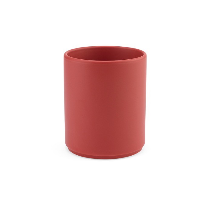 Taza de cerámica con elegante acabado mate sin asas 210ml color rojo jaspeado