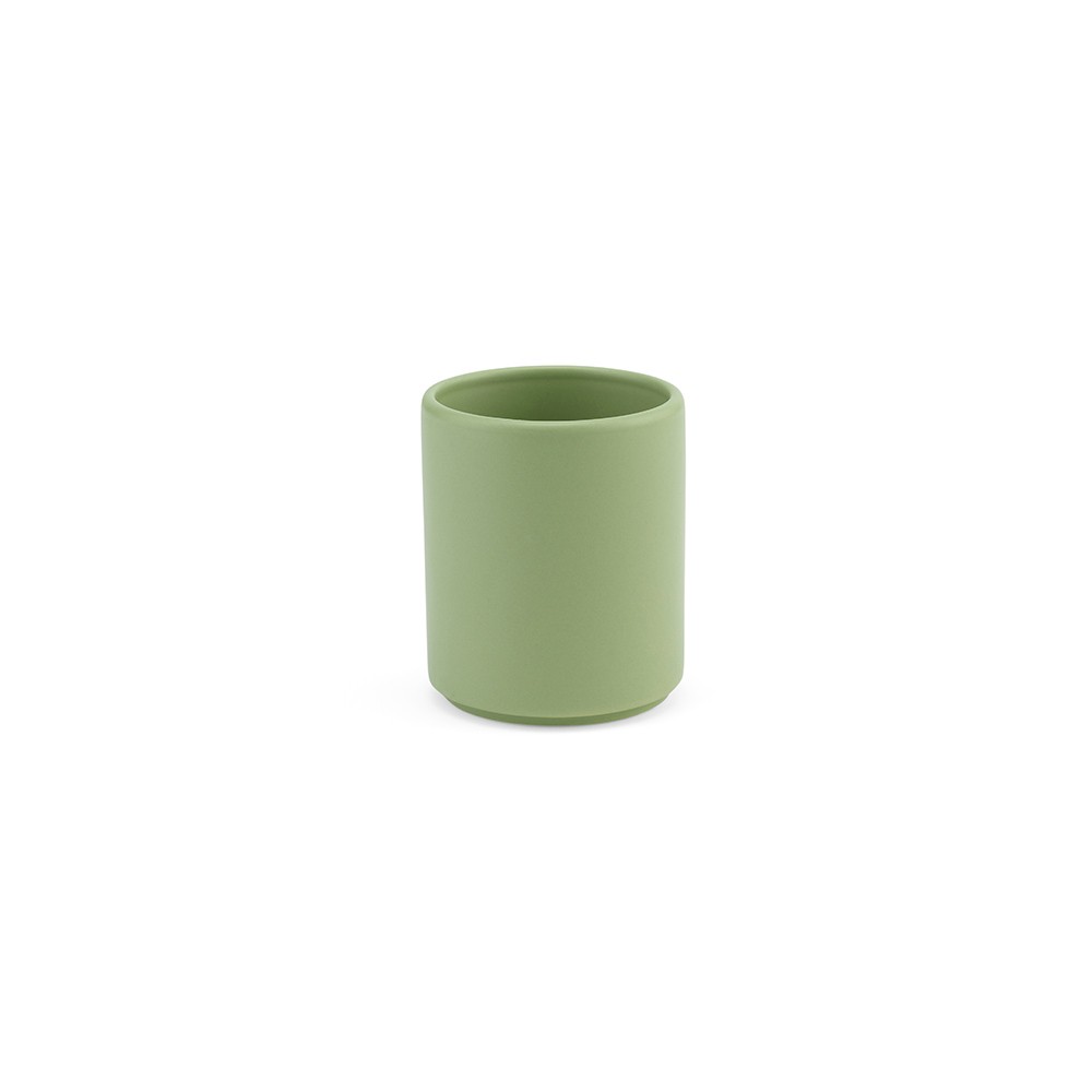 Taza de cerámica con elegante acabado mate sin asas 60ml color verde jaspeado