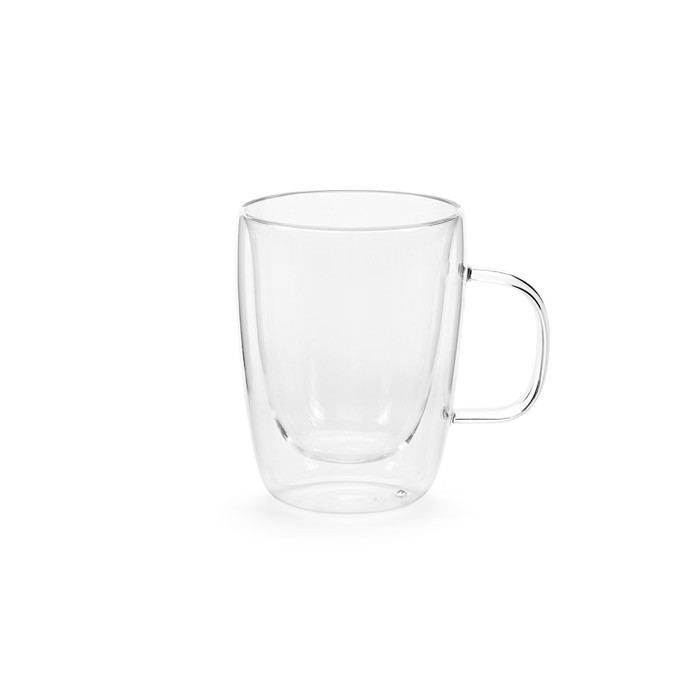 Taza de vidrio de borosilicato con doble pared 260ml color transparente