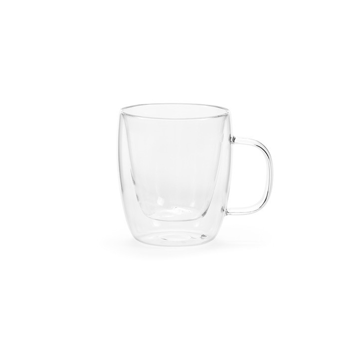 Taza de vidrio de borosilicato con doble pared 220ml color transparente