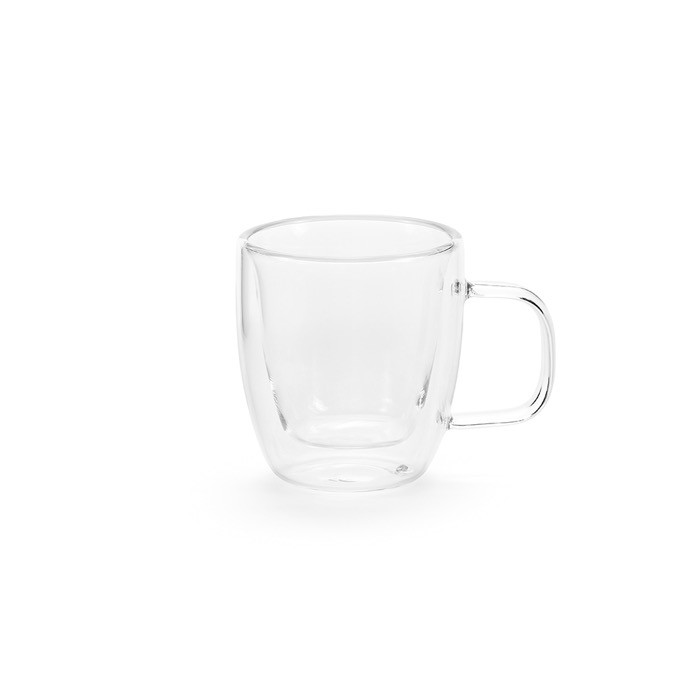 Taza de vidrio de borosilicato con doble pared 50ml color transparente