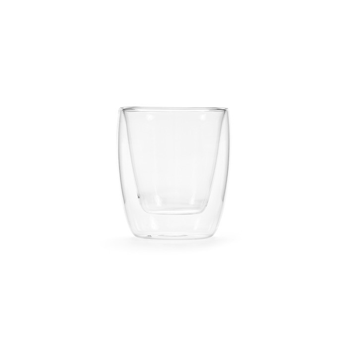 Vaso de vidrio de borosilicato de doble pared y sin asas 220ml color transparente vista frontal