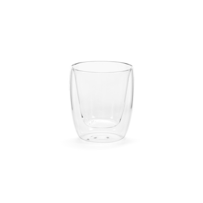 Vaso de vidrio de borosilicato de doble pared y sin asas 220ml color transparente