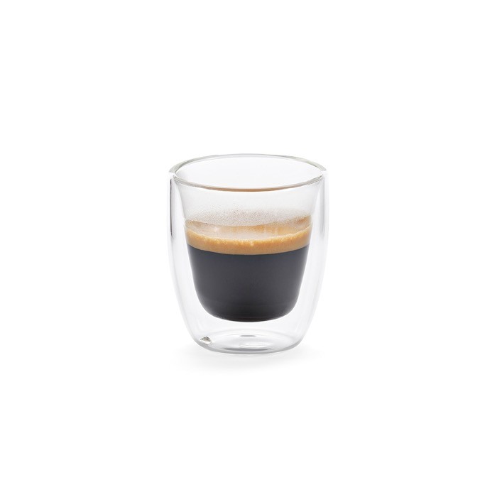 Vaso de vidrio de borosilicato de doble pared y sin asas 60ml color transparente segunda vista Vaso de vidrio de borosilicato de doble pared y sin asas 60ml color transparente segunda vista