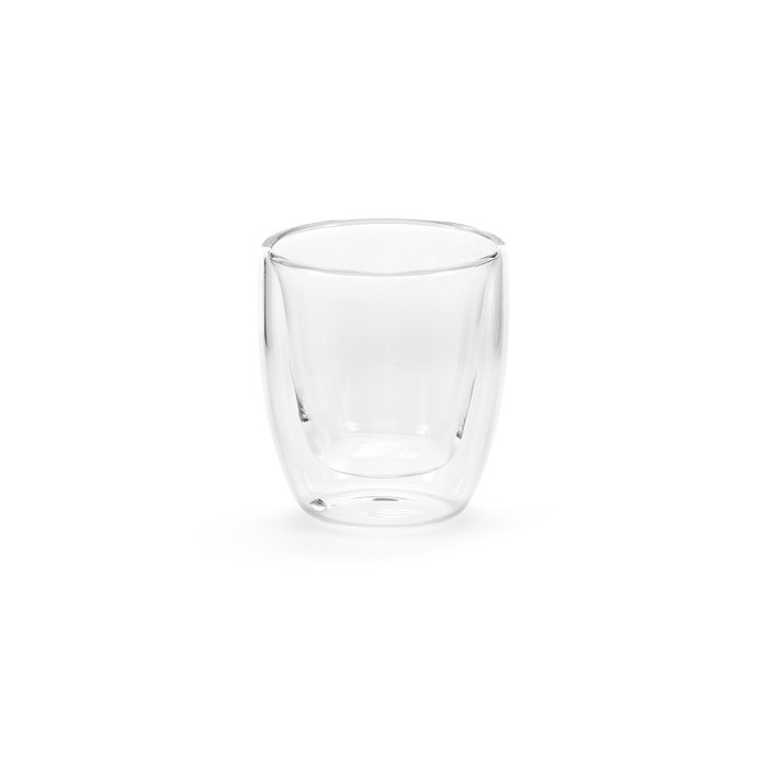 Vaso de vidrio de borosilicato de doble pared y sin asas 60ml color transparente Vaso de vidrio de borosilicato de doble pared y sin asas 60ml color transparente