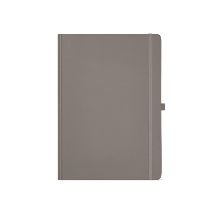 Libreta de papel reciclado con tapa dura A4 hojas a rayas color gris vista frontal Libreta de papel reciclado con tapa dura A4 hojas a rayas color gris vista frontal
