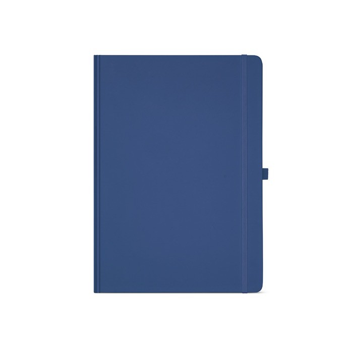 Libreta de papel reciclado con tapa dura A4 hojas a rayas color azul real vista frontal Libreta de papel reciclado con tapa dura A4 hojas a rayas color azul real vista frontal