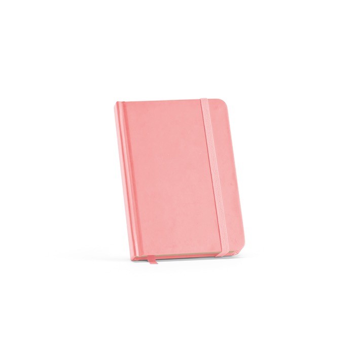 Libreta con tapa dura de papel reciclado A6 hojas a rayas color rosa
