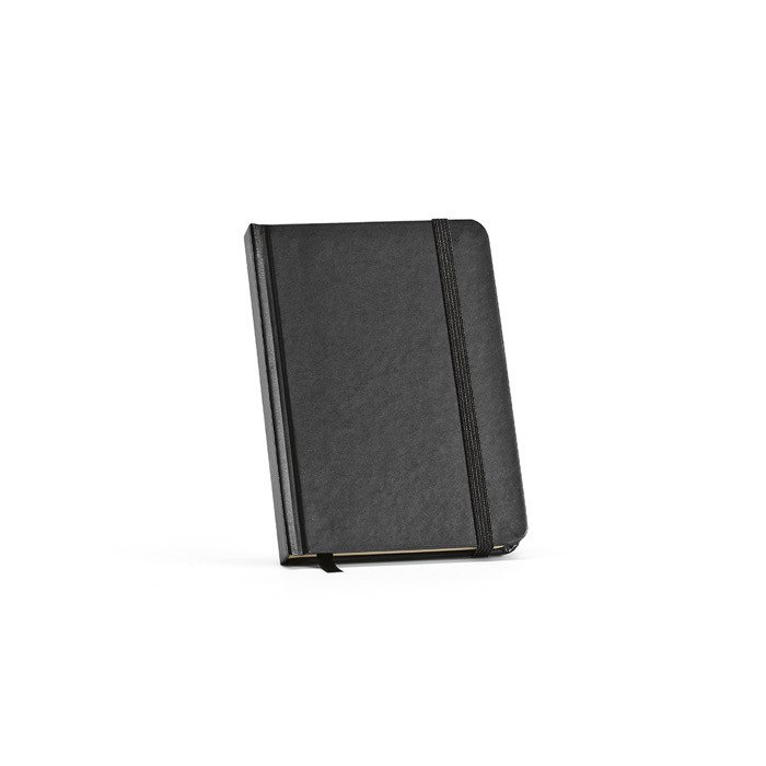 Libreta con tapa dura de papel reciclado A6 hojas a rayas color negro