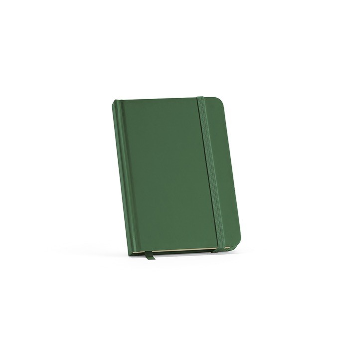 Libreta con tapa dura de papel reciclado A6 hojas a rayas color verde oscuro