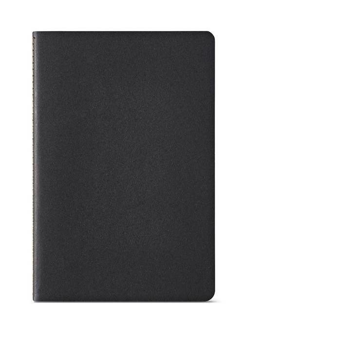 Libreta con cubierta de cartón reciclado A5 hojas a rayas color negro vista frontal