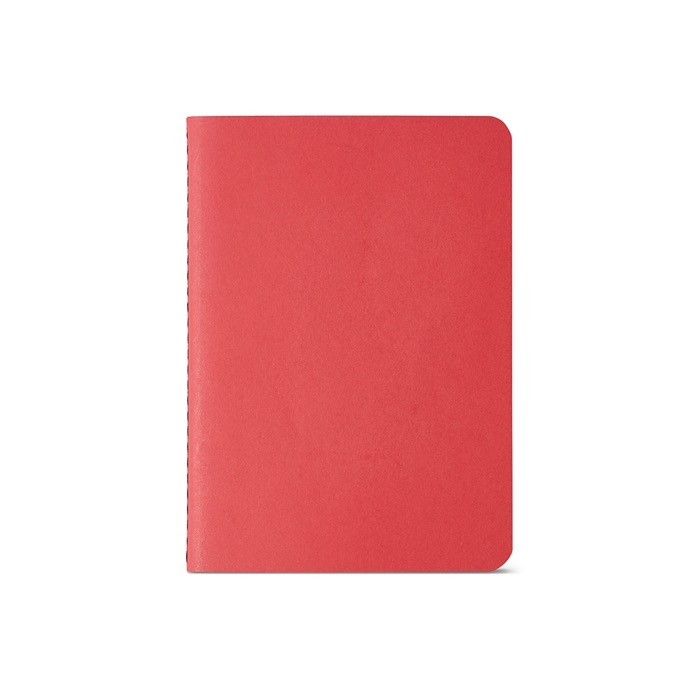 Libreta con cubierta de cartón reciclado A6 hojas a rayas color rojo vista frontal Libreta con cubierta de cartón reciclado A6 hojas a rayas color rojo vista frontal