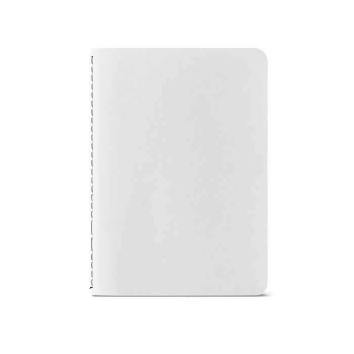 Libreta con cubierta de cartón reciclado A6 hojas a rayas color blanco vista frontal Libreta con cubierta de cartón reciclado A6 hojas a rayas color blanco vista frontal