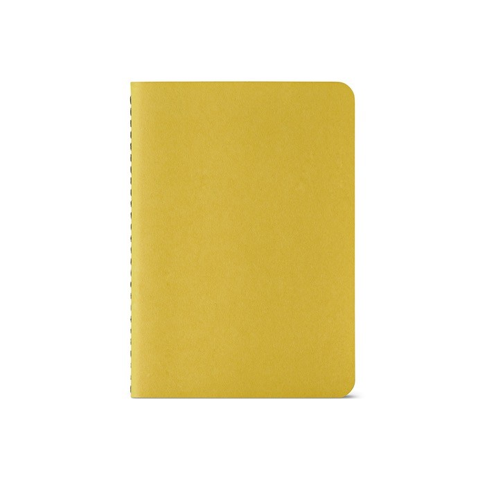 Libreta con cubierta de cartón reciclado A6 hojas a rayas color amarillo oscuro vista frontal Libreta con cubierta de cartón reciclado A6 hojas a rayas color amarillo oscuro vista frontal