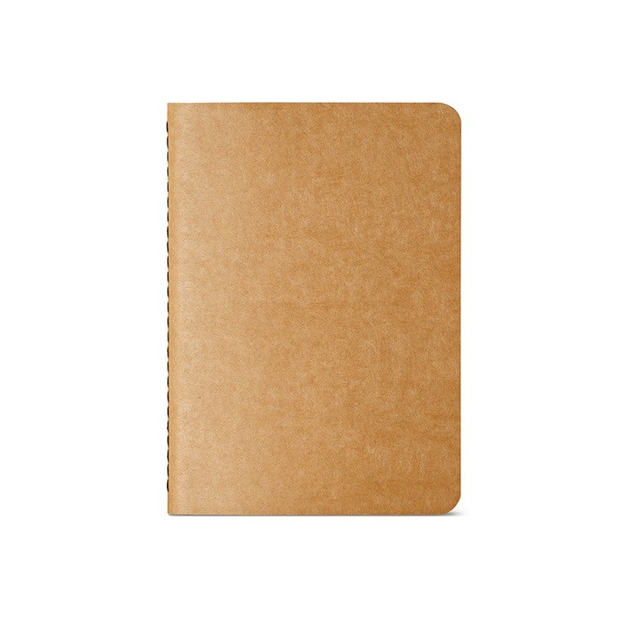 Libreta con cubierta de cartón reciclado A6 hojas a rayas color natural vista frontal Libreta con cubierta de cartón reciclado A6 hojas a rayas color natural vista frontal