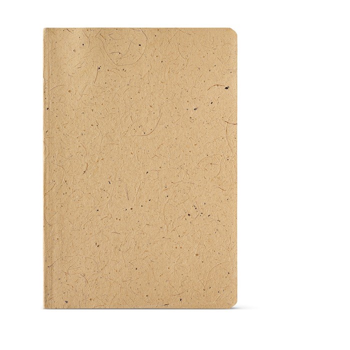 Cuaderno con tapa blanda hecho parcialmente de cáscara de coco A5 color marrón claro vista frontal Cuaderno con tapa blanda hecho parcialmente de cáscara de coco A5 color marrón claro vista frontal