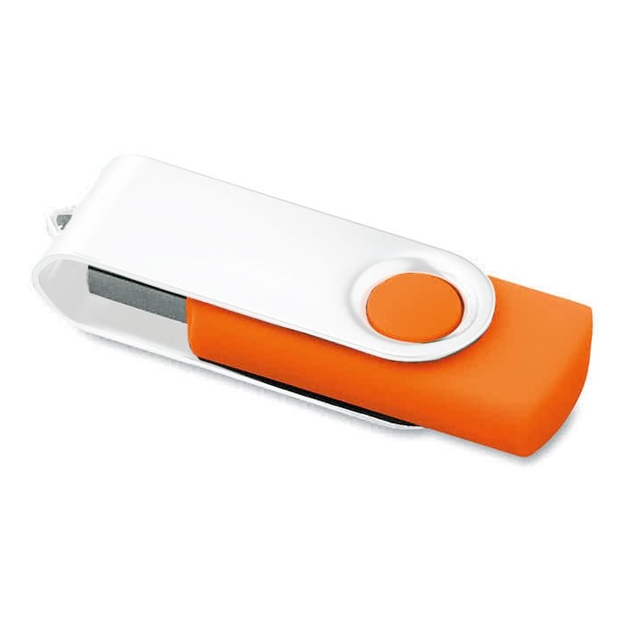 USB giratorio con clip blanco color naranja