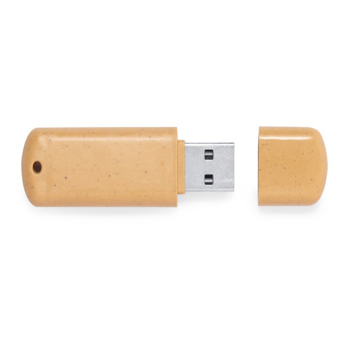 Memoria USB hecha de caña de trigo con logo a todo color color natural Memoria USB hecha de caña de trigo con logo a todo color color natural