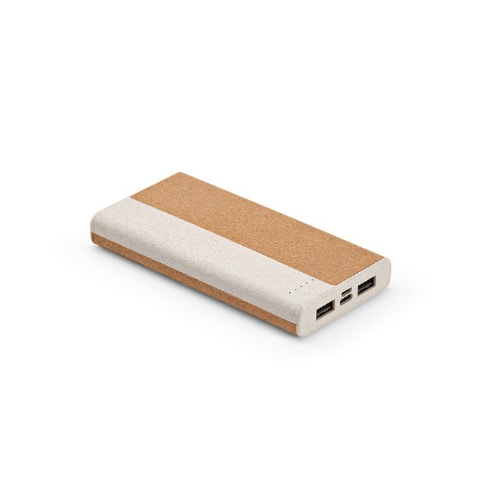 Powerbank de corcho y paja de trigo con puerto tipo C 10.000 mAh color natural