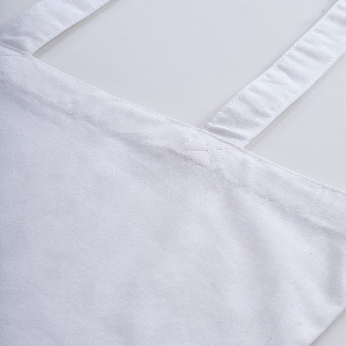 Bolsa de la compra de algodón reciclado con asas largas 140 g/m2 color blanco segunda vista