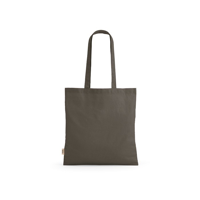 Bolsa de la compra de algodón reciclado con asas largas 140 g/m2 color gris