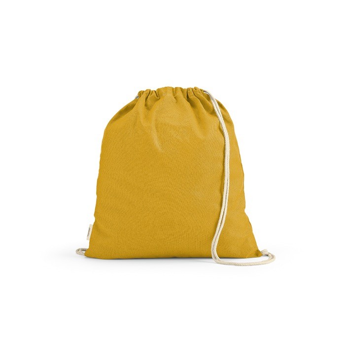 Mochila ecológica de cuerdas de algodón reciclado y RPET 140 g/m2 color amarillo Mochila ecológica de cuerdas de algodón reciclado y RPET 140 g/m2 color amarillo