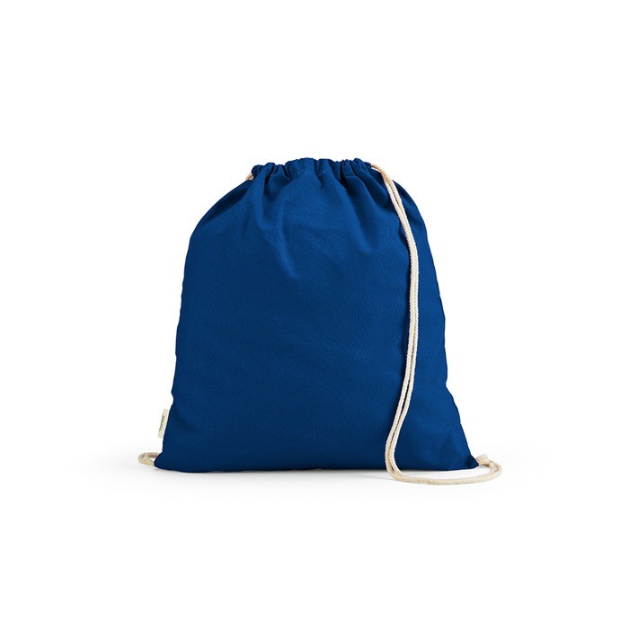 Mochila ecológica de cuerdas de algodón reciclado y RPET 140 g/m2 color azul real Mochila ecológica de cuerdas de algodón reciclado y RPET 140 g/m2 color azul real