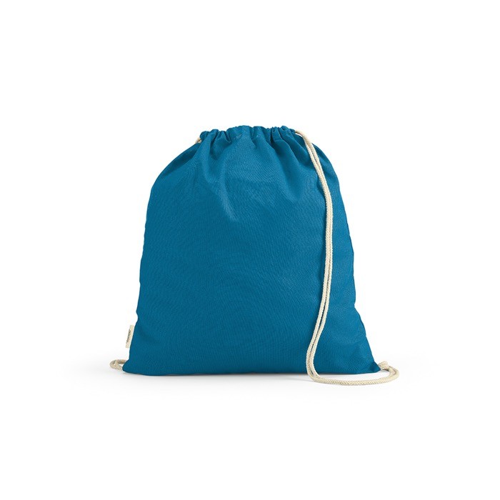 Mochila ecológica de cuerdas de algodón reciclado y RPET 140 g/m2 color azul claro Mochila ecológica de cuerdas de algodón reciclado y RPET 140 g/m2 color azul claro