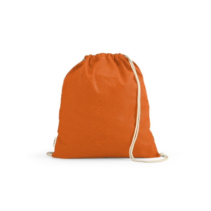 Mochila ecológica de cuerdas de algodón reciclado y RPET 140 g/m2 color naranja Mochila ecológica de cuerdas de algodón reciclado y RPET 140 g/m2 color naranja