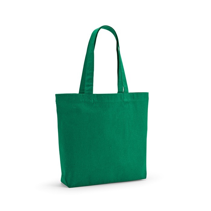 Bolsa de algodón reciclado y RPET con asas largas 180 g/m2 color verde