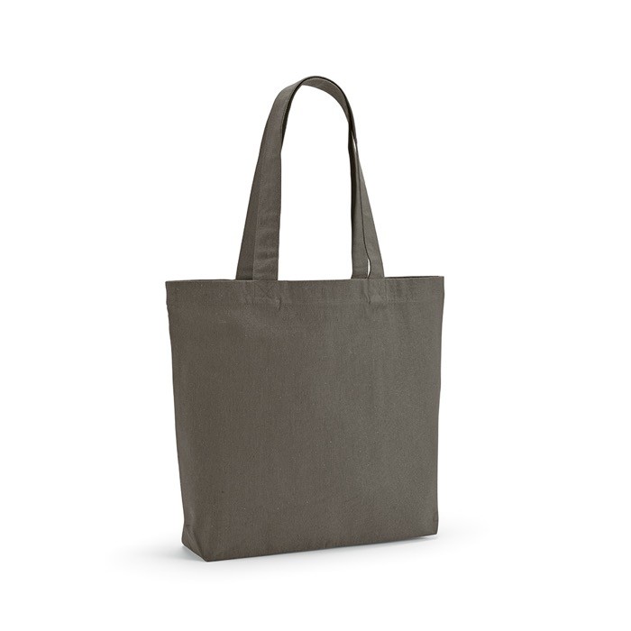 Bolsa de algodón reciclado y RPET con asas largas 180 g/m2 color gris