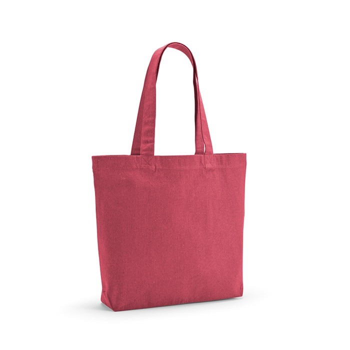 Bolsa de algodón reciclado y RPET con asas largas 180 g/m2 color fucsia