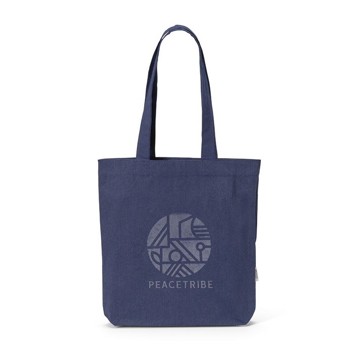 Bolsa de algodón y poliéster reciclado con asas largas 280 g/m2 con logo