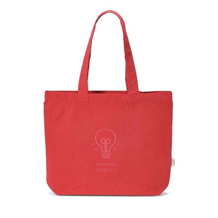 Bolsa de algodón reciclado y RPET con asas largas 280 g/m2 rojo