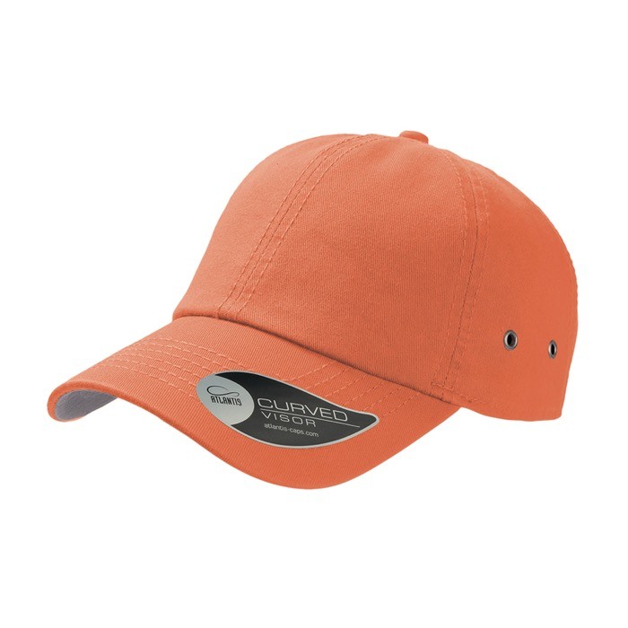 Gorra de béisbol de algodón de sarga con ojales de metal 250 g/m2 color naranja Gorra de béisbol de algodón de sarga con ojales de metal 250 g/m2 color naranja