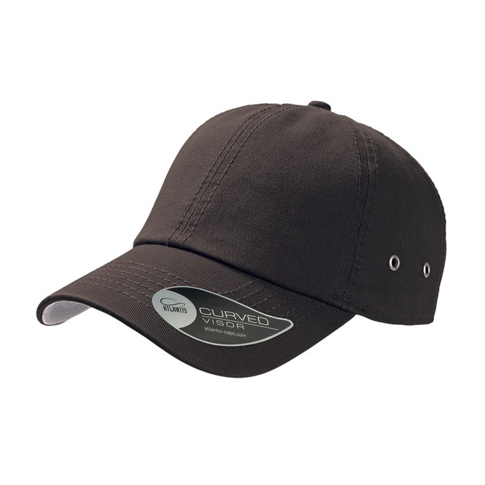 Gorra de béisbol de algodón de sarga con ojales de metal 250 g/m2 color marrón Gorra de béisbol de algodón de sarga con ojales de metal 250 g/m2 color marrón