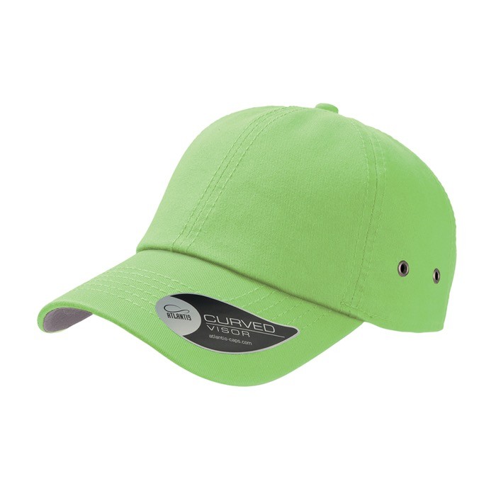 Gorra de béisbol de algodón de sarga con ojales de metal 250 g/m2 color verde claro Gorra de béisbol de algodón de sarga con ojales de metal 250 g/m2 color verde claro