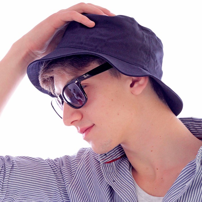 Gorro de algodón de pescador de talla única con 8 filas 180 g/m2 color azul marino vista 1